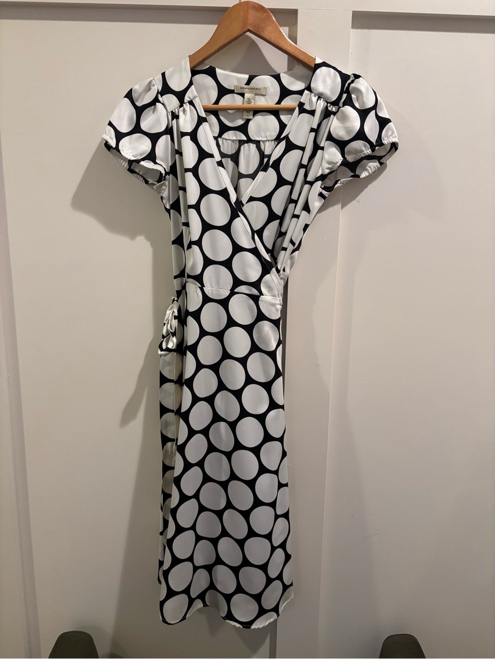 Banana Republic Black & White Polka Dot Wrap Dress